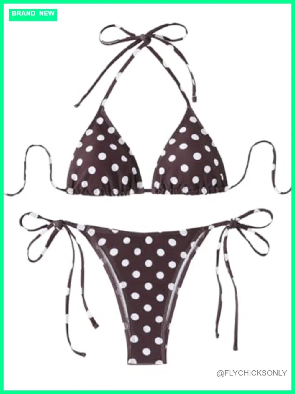 Women's Polka Dot Triangle Bikini Set Halter Tie Side Two Piece
